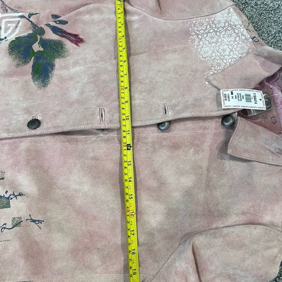 Chico’s Suede Leather Jacket Anniversary Edition Rose Ocho Rios Size 1 US 8 Med - Picture 12 of 14